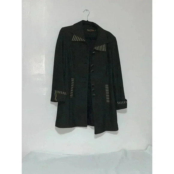 Women's Dig Wah Korean Style Casual Striped sleeves wool Blazer button up XL - Picture 5 of 11